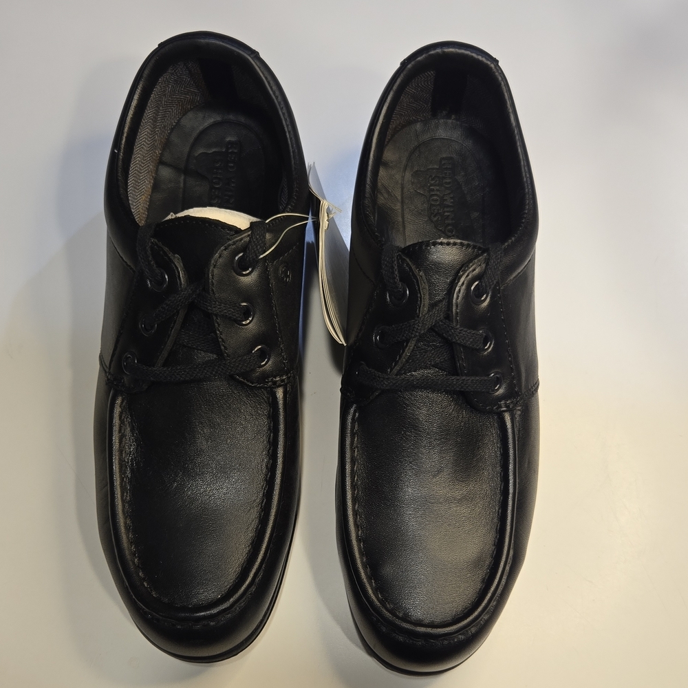 Red Wing Boots Men's Black Leather Boat Shoes – Classic Lace-Up Deck Style Sz 8